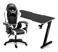Amstrad Pack Bureau DESK120Z-WHITE & Fauteuil ULTIMATE-WHITE - Finition blanche - Largeur 1m20 - Style carbone G