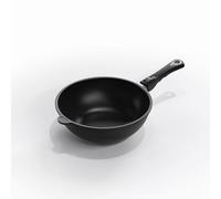 AMT Gastroguss AMZN-1128S-Z20B Wok de 28 cm de diamètre, 11 cm de haut, ne convient pas à l'induction, manche amovible, finition anti-adhésive Lotan®, poêle en fonte d'aluminium