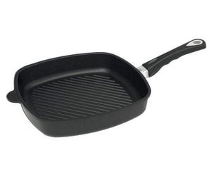 AMT GASTROGUSS Poêle à frire carrée, compatible induction, longueur : 280 mm, fond grillagé