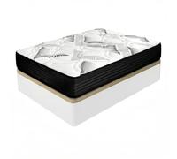 amuéblate online Pack Matelas à Ressorts ensachés avec Visco Eco Box + sommier en Bois renforcé Grande capacité Blanc 150 x 200 cm