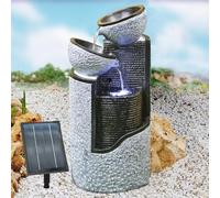 AMUR Fontaine de Jardin Solaire Autonome avec Batterie Lithium et Éclairage LED Moderne et Élégante, Ambiance Relaxante