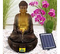 Amur Fontaine de Jardin Solaire avec Batterie Li-ION et Lumière LED - Bouddha pour Votre Terrasse, Jardin Zen, Balcon - Prospérité et Abondance - Source DE Force Zhen
