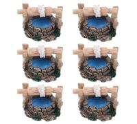 AMUSLESUR 6 Pièces Décoration de Jardin Miniature Puits en Résine Réaliste, Léger et Pratique pour Micro Paysage et Maison Miniature, Ornement Vintage Exquis pour Extérieur