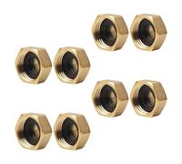 AMUSLESUR 8 Pièces Bouchon Femelle 1/2 Pouce en Cuivre pour Tuyau de Jardin, Résistance la Corrosion et Finition Laiton Poli, Adapté la Plomberie Domestique