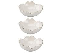 AMUSLESUR Assiettes à Sauce en Céramique Blanc Style Fleur de Cerisier 3pcs pour Condiments et Apéritifs, Accessoires la Cuisine Décoratifs pour Table Élégante