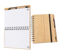AMUSLESUR Bloc-notes à Spirale en Bambou et Papier, 1 Set, Cahier Pratique pour Étudiants, Adapté pour Écriture et Esquisses