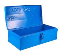 AMUSLESUR Boîte à Outils en Métal Bleue, Robuste et Portable, en Fer, pour Garage et Rangement Intérieur, Coffret Pratique pour Outils Mécaniques