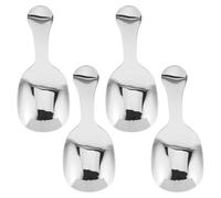 AMUSLESUR Cuillères en Métal à Manche Court en Acier Inoxydable, Petite Cuillère de Service Argentée, Compactes et Faciles à Ranger Cuisine Vacances, Lot de 4 Set de Set