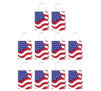 AMUSLESUR Lot de 10 Paquet en Papier Patriotiques Poignée Confortable Motif Drapeau Américain pour Présents Réutilisables pour Memorial Day et 4 Juillet