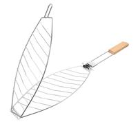 AMUSLESUR Panier à Griller Poignée en Bois Amovible en Acier Inoxydable pour Barbecue Distribution Uniforme Chaleur, pour Camping et Barbecue