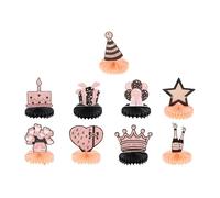 AMUSLESUR Pendentifs en Papier Honeycomb pour Fête d'anniversaire Fille, 9 Pièces Pratiques et Faciles à Ranger, Décoration Adorable pour Party et Toile de Fond Anniversaire