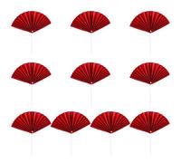 AMUSLESUR Piques à Gâteau D'éventail en Papier Rouge Léger, Lot de 10 Pièces pour Décoration D'anniversaire la Maison, Crée une Ambiance Festive