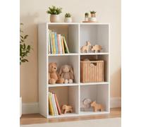 Amveya Bibliothèque, Étagère Rangement, Meuble de Rangement avec 6 Compartiments Ouverts, Bibliothèque Enfant, pour Salon, Chambre, Bureau, Chambre d'enfant, Blanc, 62,5 x 29,5 x 93 cm