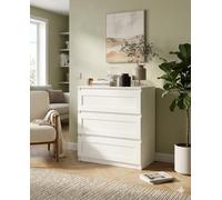 Amveya Commode blanche - Commode à tiroirs - 70 cm de large - Avec 3 tiroirs - Pour chambre à coucher, salon et couloir - Blanc mat avec motif en relief