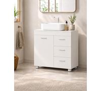Amveya Meuble sous-lavabo avec tiroirs, 70 × 30 × 64 cm, meuble bas de salle de bain avec 3 tiroirs spacieux + 2 compartiments derrière la porte, trou de lavabo en forme de U, meuble bas de salle de