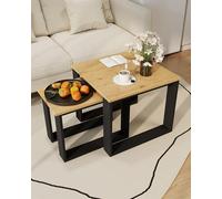 Amveya Table Basse Table d'Appoint Set 2 Pièces Petite Table Table Basse Bois Table de Salon 50x50x42cm et 50x30x37cm