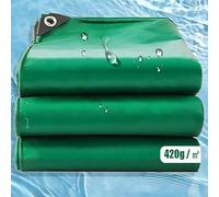 AMXFS Bâche en PVC 420 g/m² avec œillets imperméable，Verte 3x12.5m | indéchirable et fil de nylon haute résistance, pour piscine, meubles de jardin, trampoline