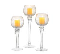 AMZBNEIDI Bougeoirs en Verre pour Chandeliers, Lot de 3 photophores(Clear)