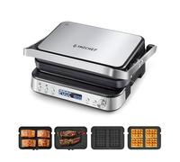 AMZCHEF 2000W Grill Viande Électrique 4-en-1 - Appareil Panini, Gaufrier et Machine à Sandwich avec Plaques Interchangeables Antiadhésives, Température 80-230°C et Minuterie