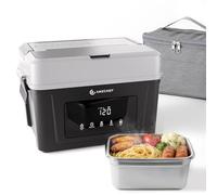 AMZCHEF Gamelle chauffante avec batterie 18000 mAh - Boîte-repas portable 1,5 L avec chauffage 5 faces, minuterie et maintien au chaud, recharge rapide Type-C pour bureau, voiture et chantier