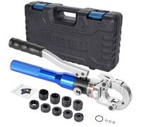 AMZCNC Pince à sertir hydraulique Ø 12-28 mm en cuivre pour tuyau de plomberie avec 5 pièces en cuivre 12, 15, 18, 22, 28 mm et 4 pièces PEX-AL-PEX 16, 20, 26, 32 mm, 360°