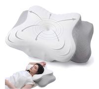 AmzHandler Oreiller Ergonomique Cervical,Oreiller Mémoire Forme pour Soutien de la Nuquer,Coussin Orthopédique Soulagement des Douleurs,Respirant,Idéal pour Dormir sur Le Côté, Dos et Ventr, (Blanc)