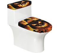 An Evil Big Pumpkin Lot de 2 housses de réservoir et housses de réservoir de toilettes en tissu polyester avec fond élastique doux universel pour la plupart des couvercles de cuvettes de toilette