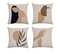 anaan Tropic Housse Coussin Velours 45x45 cm Double Face Taie d'oreiller Décoratif Housses de Coussins carré Géométrique Design Lot de 4