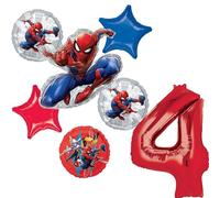 Anagram Spider-Man Lot de 7 décorations de bouquet de ballons pour 4ème anniversaire