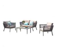 Anahma salon de jardin 4 places en aluminium gris clair
