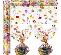 AnapoliZ Rouleau de papier d'emballage en cellophane pour œufs de Pâques | 30,5 m de long x 40,6 cm de large | 2,3 mm d'épaisseur, design transparent | Lapin de Pâques | Papier d'emballage en