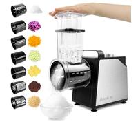 Anatole 7 en 1 Coupe Légumes Électrique Rape à Fromage Broyeur à Glace 250W | Râpe& Trancheuse& Moulin& Glace Pilée Multifonctions, 7 Lames, Grand Calibre, pour Pomme de Terre Oignon Cuisine Maison, 220V
