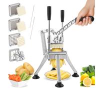 Anatole Coupe-Frites Professionnel Vertical avec 6mm 9mm 13mm Coin Lame en Acier Inox Coupe Pomme de Terre pour Frite Manuel Multifonctionnel pour Carotte Concombre Oignon Citron Fruit