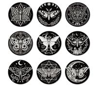 ANATTASOUL 9 Pièces Dessous de Verre Peinture, Papillon De Nuit et Étoile sous Verres Peinture Coasters, sous-Verres en Bois Couleurs, Été Dessous de Verre Rond pour Maison, Bar, Bureau