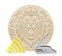 ANATTASOUL Embosseur de Livres Personnalisé Tampon Lion Et Cadre De Fleurs,Tampon Bibliothèque Durable avec Poignée pour Livres, Enveloppes, Documents,Invitations(100 Autocollants Dorés Inclus)
