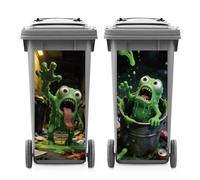 ANATTASOUL Lot de 2 Monstre Des Déchets autocollant poubelle pour Poubelle | 38 × 82 cm stickers poubelle extérieure Décoratifs stickers pour poubelle extérieure intérieur mur ou le réfrigérateur