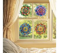 ANATTASOUL Motif Mandala Sticker Fenetre pour Printemps et été | Opaque Vitrail Autocollant Fenetre Stickers Fenetre Réutilisables de Porte Vitre Fenêtre en Verre Electrostatic Double Face
