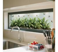 ANATTASOUL Plantes et Papillon Sticker Fenetre pour Printemps,été | Opaque Vitrail Autocollant Fenetre Stickers Fenetre Réutilisables de Porte Vitre Fenêtre en Verre Electrostatic Double Face