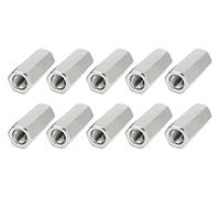 Anawakia 10pcs M5 Écrous de Couplage Long Tige Écrou Hex Coupleur Écrou Filetage Femelle Droit Droite Hex Tige Fileté Bar Bar Stud Studding Acier inoxydable (M5 x 10mm)
