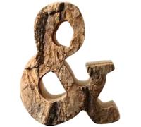 Anawakia Lettres en Bois A B C D E F G H I J K L M N O P Q R S T U V W X Y Z Vintage Écorce de Bois Massif Bois Numéro Chiffres & 0 1 2 3 4 5 6 7 8 9 Décoration Rétro DIY (&)