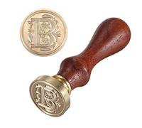 Anawakia Tampon à sceau style vintage - Ensemble de sceaux en cire A-Z avec manche en bois - Cachet décoratif pour lettres - 26 lettres DIY Tampon en bois et cire (B)