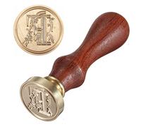 Anawakia - Tampon pour sceau, style vintage, avec sceau en forme de cire, de A à Z, avec manche en bois, 26 lettres, à faire soi-même, en bois, 1 pièce, lettre F