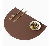 ANAZOZ Set de Table Simili Cuir Demi-Cercle, 28 x 42 CM, 4PCS, Set de Table Impermeable PVC Scandinave, Brun