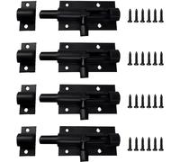 ANBOO 4 Pcs Verrou Targette, Noir Verrou de Porte en Acier Inoxydable, Verrou Loquet Interieure, Serrure de Porte de Garage, Verrouillage du Coulissant de Porte, Loquet Coulissant