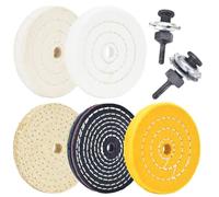 ANBOO Disque Polissage Lot De 5 - Disque De Polissage Pour Touret À Polir, Diamètre 10,16 Cm, Trou Mandrin 1,27 Cm, 2 Tiges Mandrin 6 Mm, Idéal Pour Métal, Bois, Pierre, Kit Pad Polissage