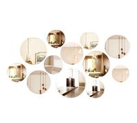 ANBOO Lot de 12 Miroir Autocollant, Acrylique Miroir Mural, Miroir Rond Mural, Bricolage Décoration Murale pour Salle De Bain, Salon, Chambre