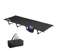 Anbte Lit de Camping Pliant 191×70×20 cm Barres en Aluminium, Noir | Tissu 600D Oxford, Charge 125 kg, Montage Facile avec Pince Latérale, Lit de Camp avec Sac, pour Camping, Plage, Jardin