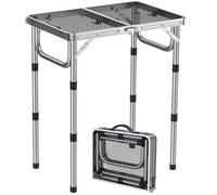Anbte Table de Barbecue Pliante 58x40 cm, 3 Hauteurs Réglables Jusqu’à 70 cm, Plateau en Maille Résistant à la Chaleur, Table de Camping Légère et Portable pour BBQ, Jardin, Terrasse