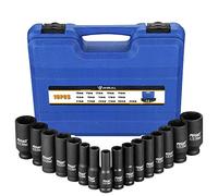 Anbull 16 Pcs Coffret Douilles longue 1/2" Carré 10-32 mm CR-V