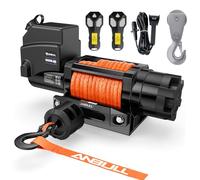 Anbull Treuil électrique 12V 6000 LBS/2.7 T Synthétique 16,8m 1,9 CV | IP67 3,5 CV Télécommande filaire x1 + sans fil x2 Compatible pour 4X4, Tout ATV / UTV Remorque pour Bateau Bleu